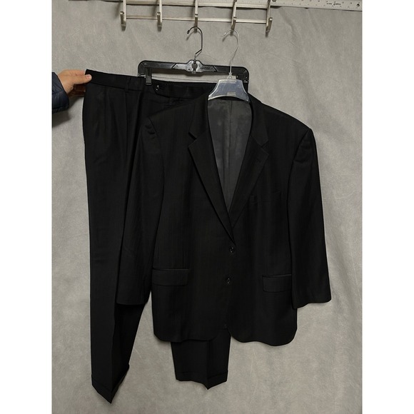 Jos. A. Bank Other - Jos A Bank Suit Men 46R Black‎ Brown Striped 2B Academia Wool 39X32 Pants Luxury